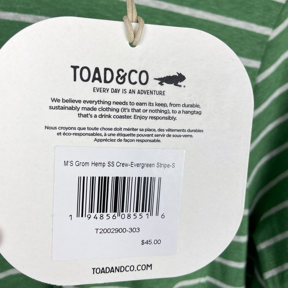 NWT Toad & Co Grom Hemp Short Sleeve Crew Tee S - Picture 4 of 9